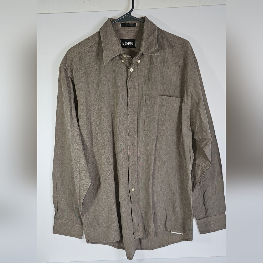 Kasper Taupe Button-Up Shirt